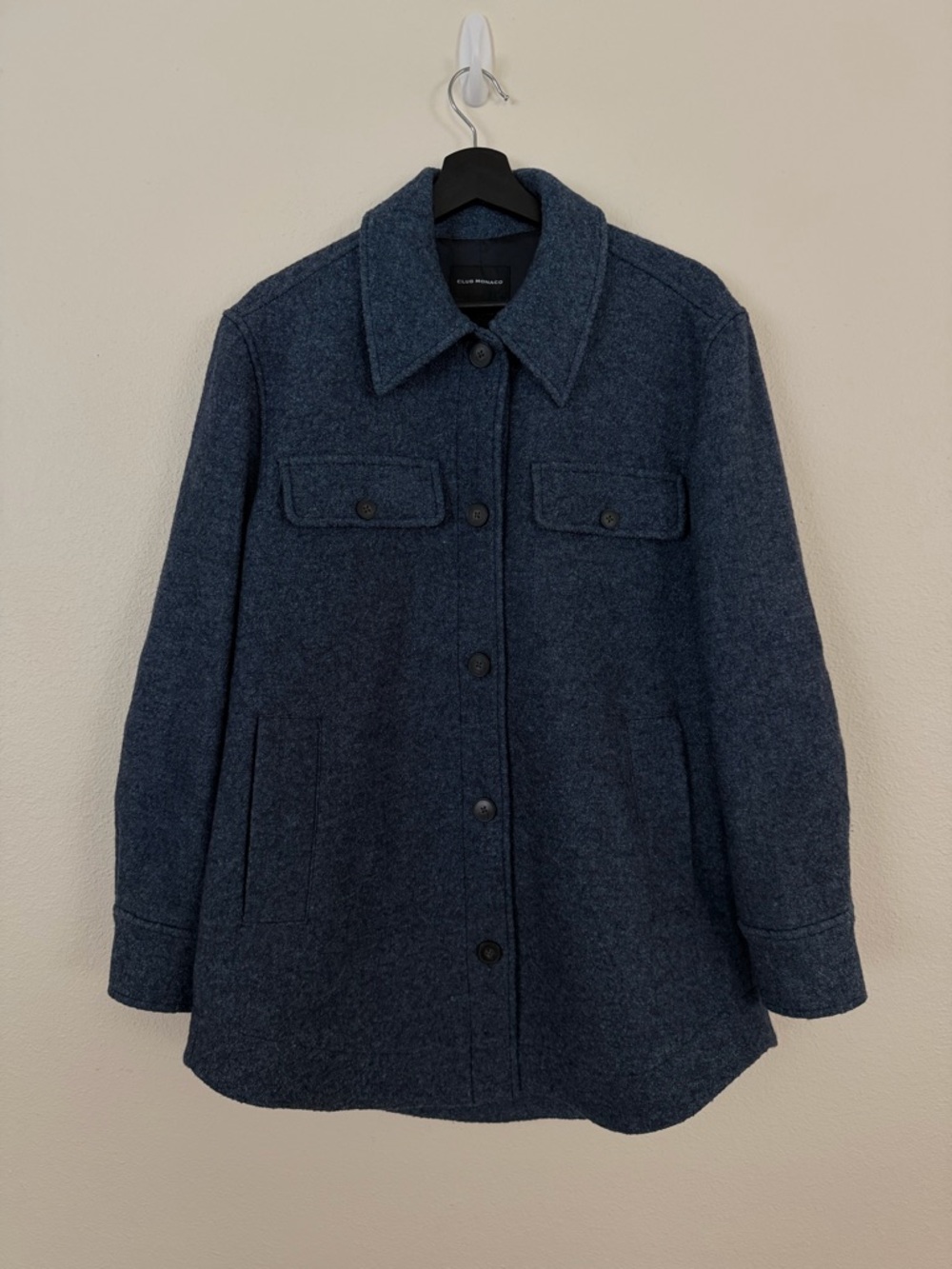 Club Monaco Dark Blue Textured Wool Coat